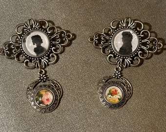 Darcy & Lizzy silhouette brooch pins.