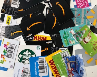 5 Used Gift Cards, Arts Crafts Supplies, DIY Upcycle Reuse, Random Pick, Empty Blank No Value