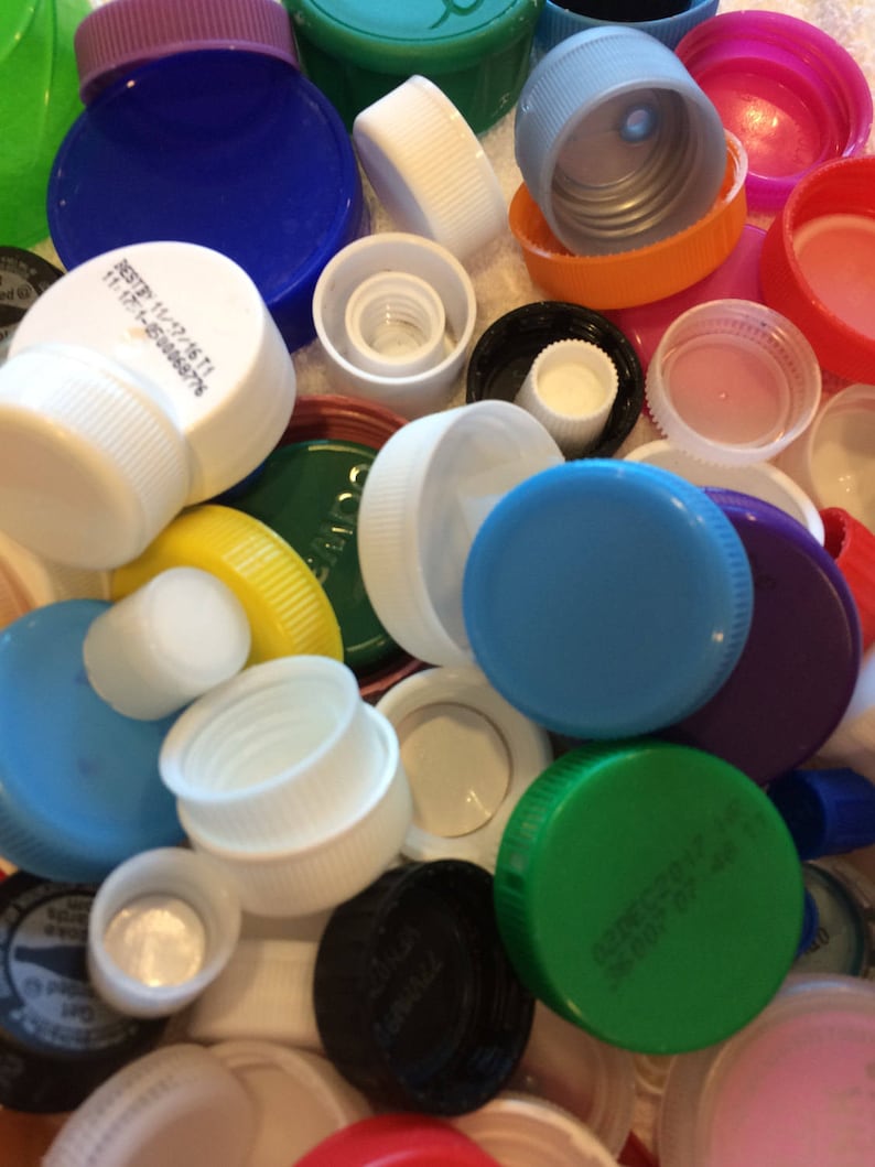 100 Plastic Bottle Caps Lids Tops for Craft or Art Projects Etsy