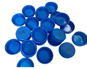 8 Blue Plastic Bottle Caps Lids Tops for Craft or Art Projects Sizes Upcycle Reuse 1 1/2"