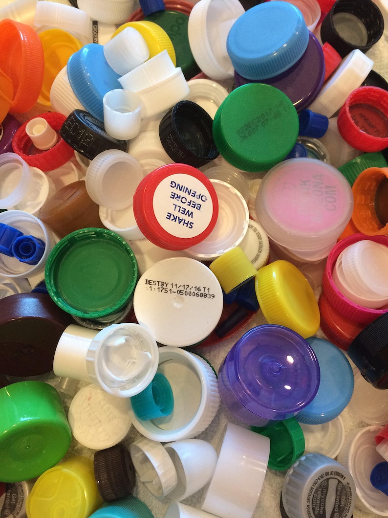 100 Plastic Bottle Caps Lids Tops for Craft or Art Projects Etsy Hong