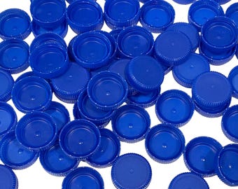 100 Blue Bottled Water Plastic Bottle Caps Lids Kids Crafts Upcycle