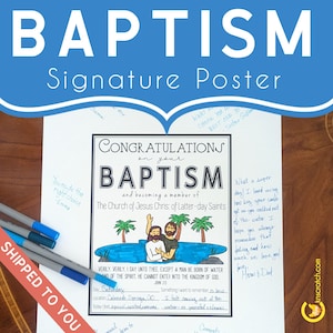 Latter-day Saint Baptism Poster with Signatures- Great LDS Baptism Gift
