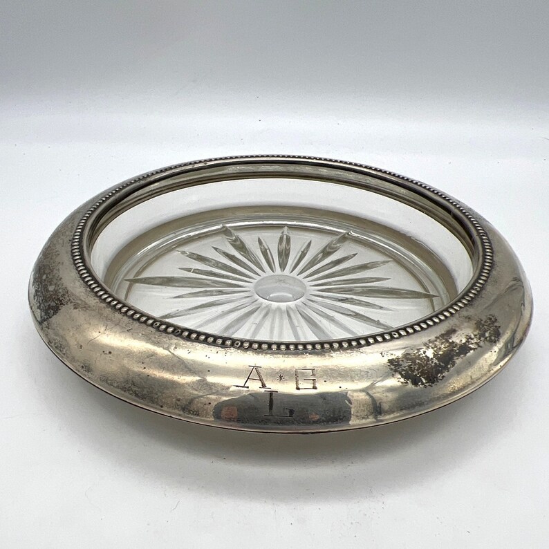 Frank M Whiting Sterling & Glass Ashtray / Trinket Dish Etsy