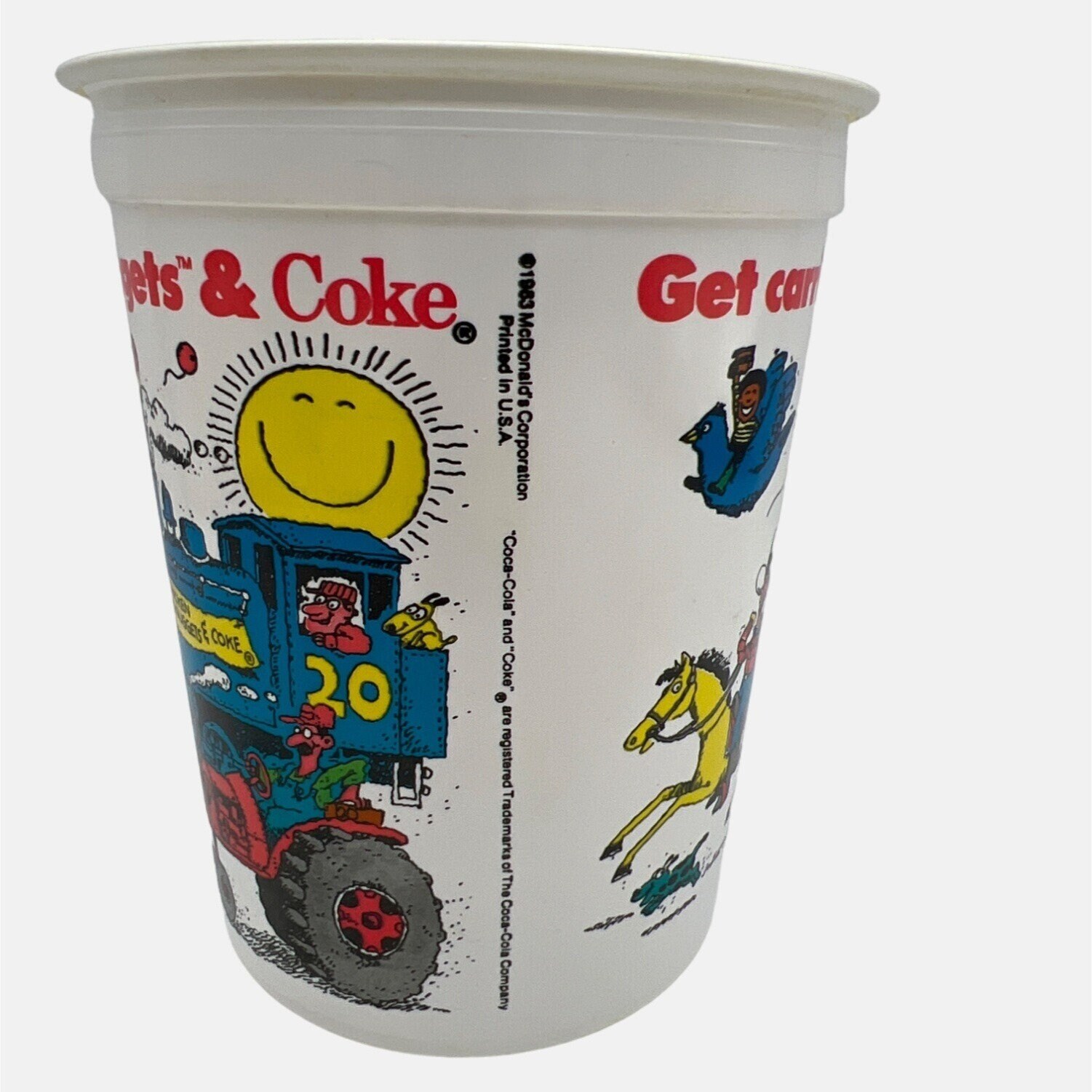 1983 Mcdonalds Chicken Mcnuggets & Coke Plastic Drinking Cup Coca