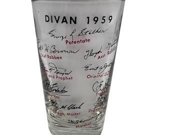 Statuetta massonica in vetro Divan del 1959, Giubileo di diamante di George Stalker, altezza 4,5 pollici