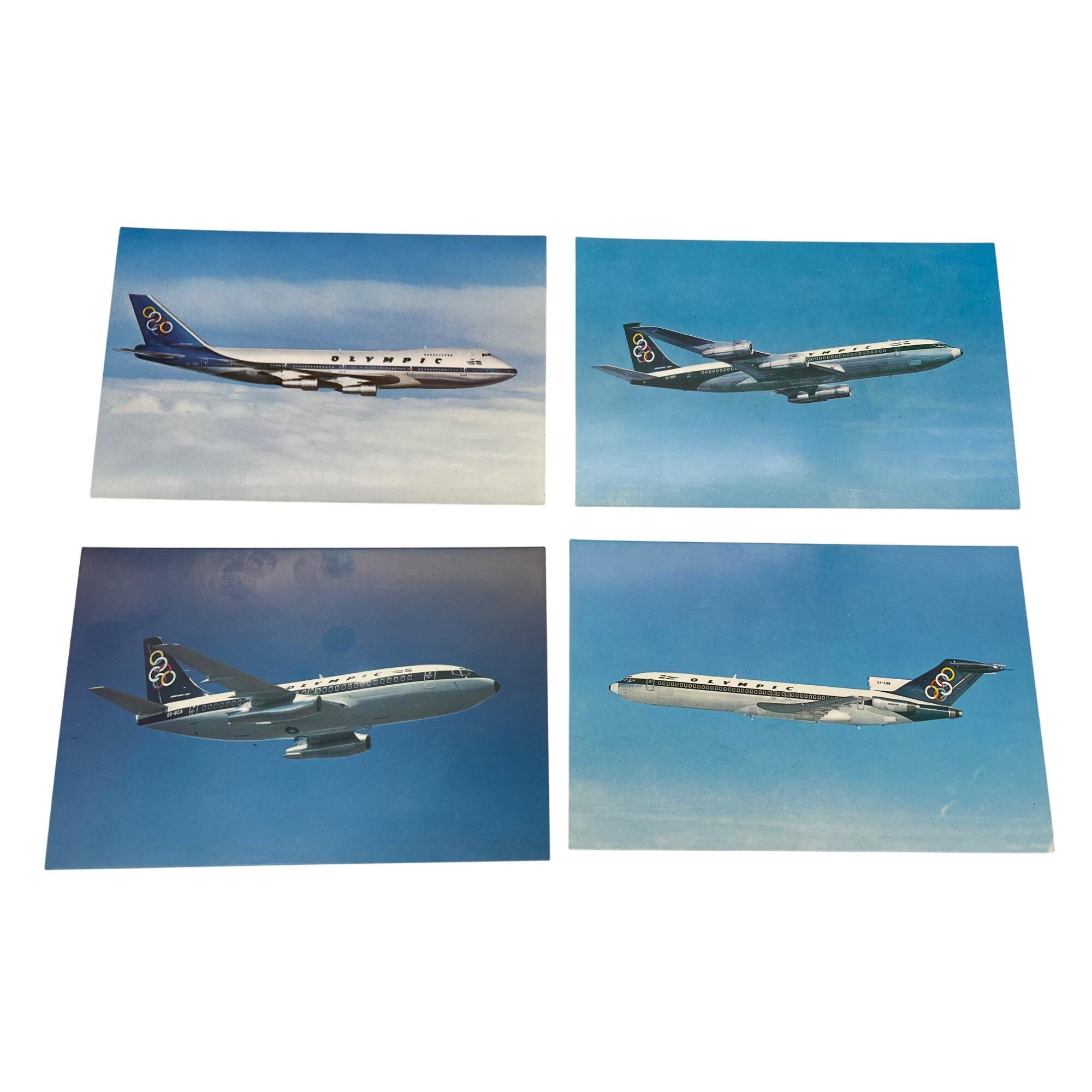Vintage Olympic Airways Jet Airliner Postcard Set 1970s Boeing 747