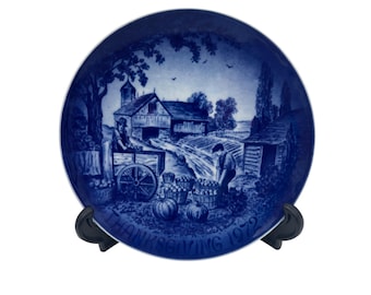 Piatto del Ringraziamento del 1972 Bareuther Bavaria Harvest Scene 7,75" Collector Germania