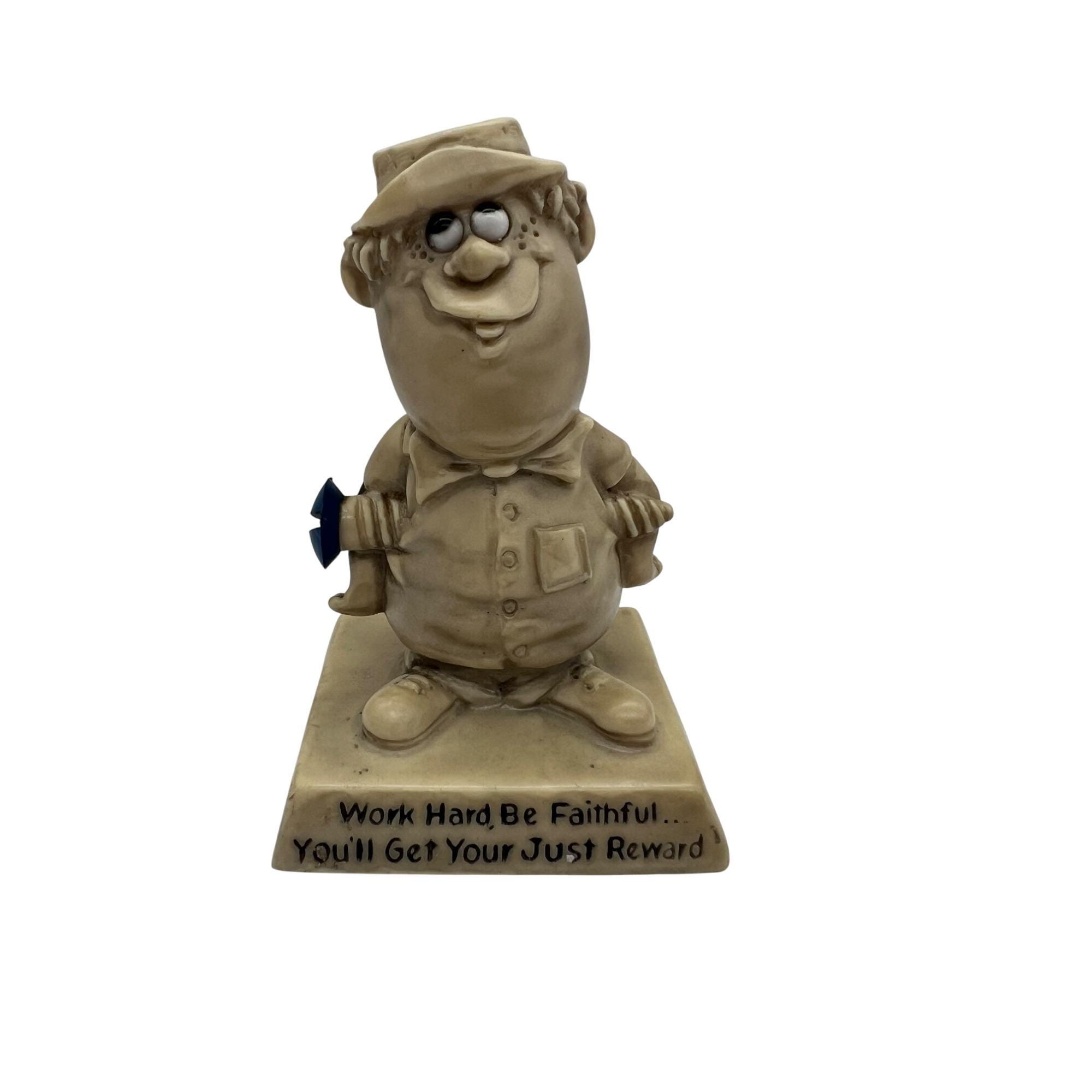 Vintage 1969 Russ Wallace Berrie “work Hard Be Faithful” Novelty