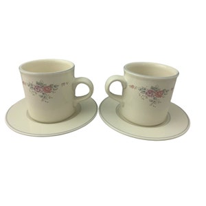 Pfaltzgraff Trousseau - Pair of Cups & Saucers - 3.25&quot; Tall - Made in USA