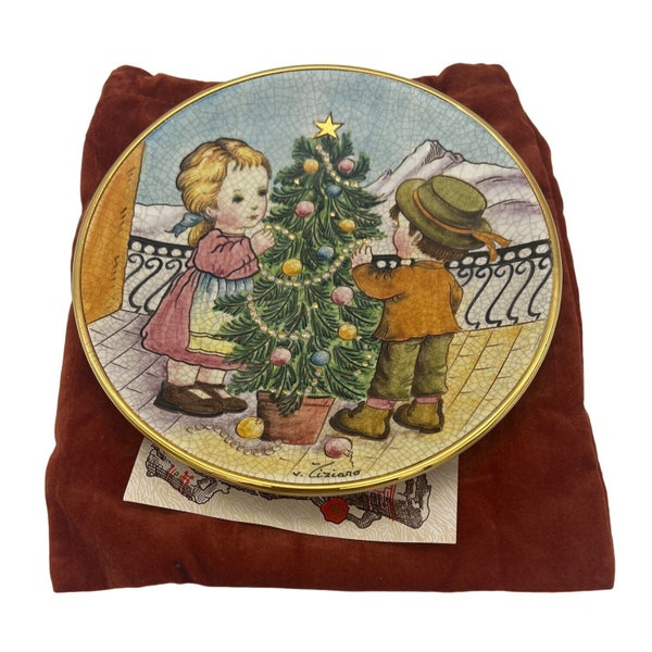 1981 Veneto Flair Plate The Night Before Christmas Children Tiziano Italy 7.5"