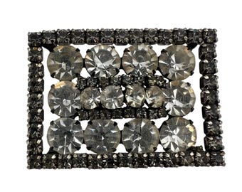 Vintage Kramer Rhinestone Floral Brooch 2.25" x 1.75" Signed Costume Jewelry