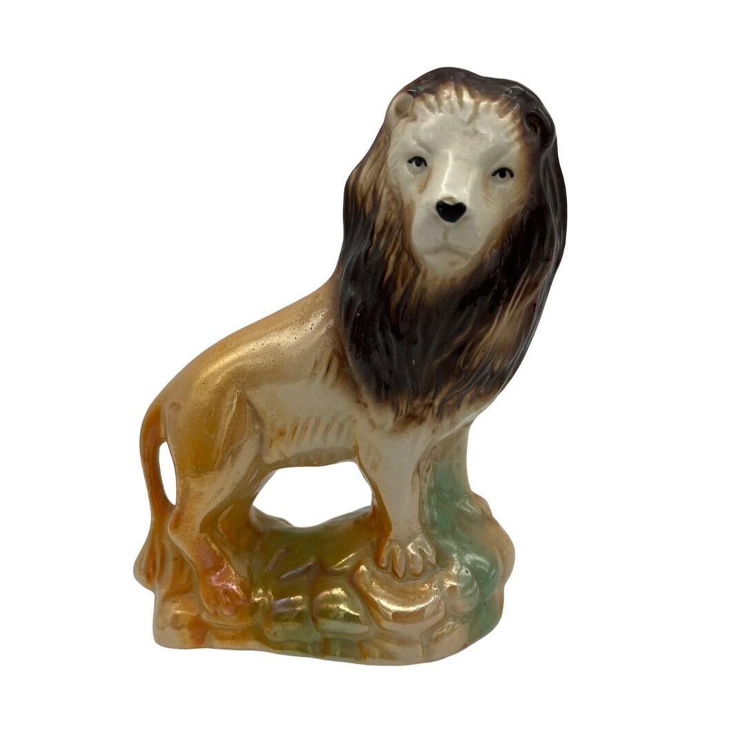 Ceramic Lion Figurine Lustreware Made in Brazil King of the Etsy