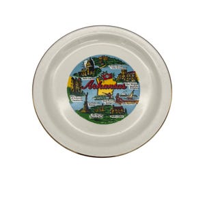 Vintage Arkansas Souvenir State Plate 7.5&quot; Collectible Ceramic Scenic Landmarks