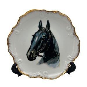 Vintage Porcelain Horse Head Plate: Gold Trim Equestrian Decor - Etsy