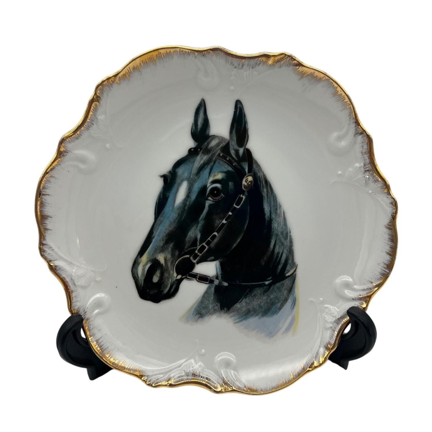 Vintage Porcelain Horse Head Plate: Gold Trim Equestrian Decor - Etsy