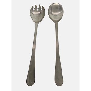 Vintage Serving Spoon & Fork Salad Set Silver Plated Italy 9&quot; Long