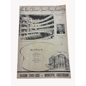 1950 New Orleans Opera Manon Program Municipal Aud Sayao Conley Treigle NOLA LA