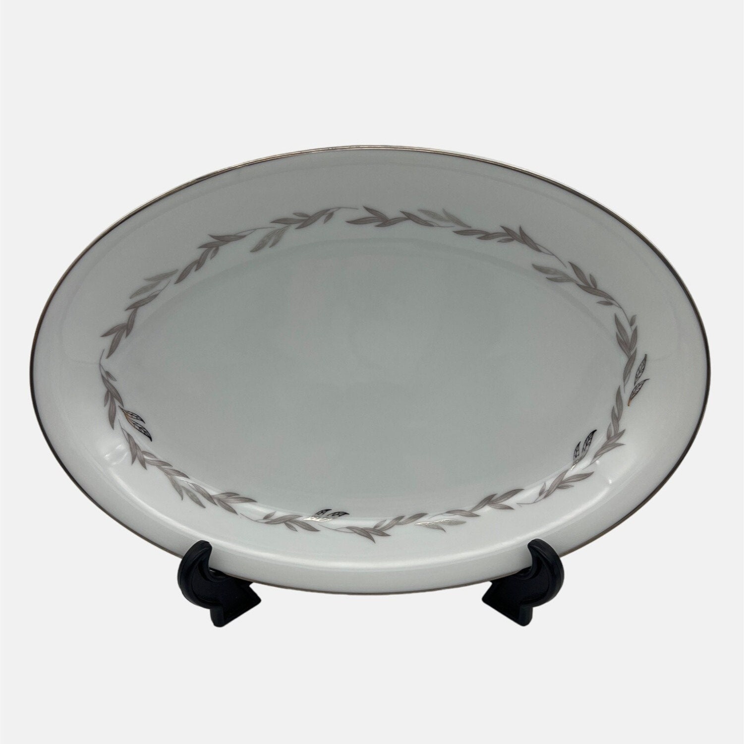 Vintage Noritake Graywood Oval Serving Platter Platinum Trim 6041