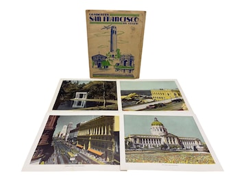 Set di 16 stampe a colori di San Francisco del 1944, souvenir della Southern Pacific.