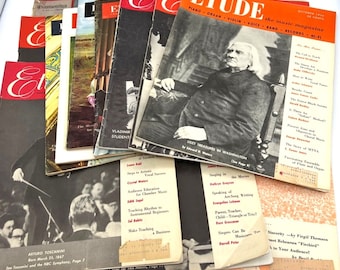 Vintage Lot of 15 Etude The Music Magazines 1940s and 1950s Sheet Music
