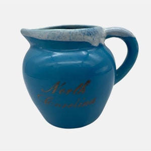 Paden City Artware Souvenir Creamer North Carolina Blue & White Dripware 3"