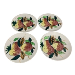 Four Ironstone Plates by Royal Sealy Japan 6&quot; Across Fruit Design