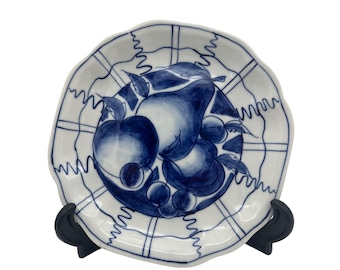 Piatto da insalata Cardinal vintage del 1993: design con frutta blu, stoviglie thailandesi