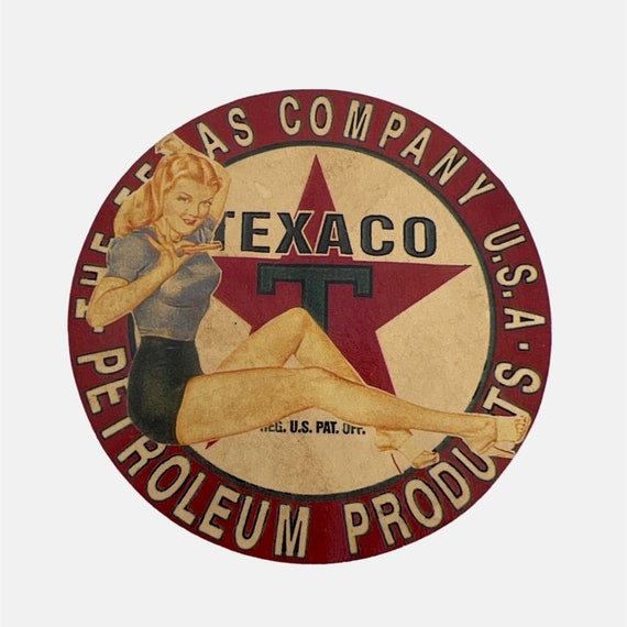 Vintage Texaco Petroleum Products Pin-up Girl Ashtray Insert Label