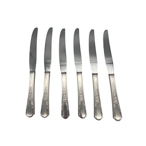 Oneida Simeon L & George H Rogers Jasmine 6 Dinner Knives 9.25&quot; Circa 1939