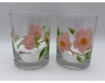 Franciscan Desert Rose Old Fashioned Glasses Pair Pink Floral Tumblers Set 4"