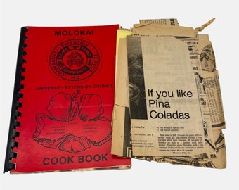 1983 Molokai University Extension Council Cookbook w/ Clipped Recipes Hawaiian