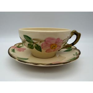 Franciscan Desert Rose Cup & Saucer Half Moon Mark USA California Vintage Teacup