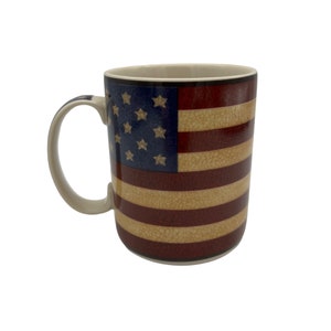 Coventry Genuine Stoneware Liberty Coffee Mug USA Flag Dishwasher Safe 4&quot;
