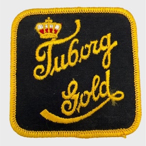 Vintage Tuborg Gold Beer Embroidered Patch Carlsberg Pilsner 3&quot; Black & Gold
