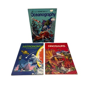Golden Exploring Earth Books Oceanography Astronomy Dinosaurs 1970s Lot of 3