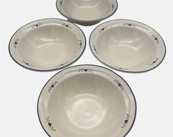 Newcor Stoneware China Legacy Hearts 4 Coupe Cereal Bowls 7" 1980s