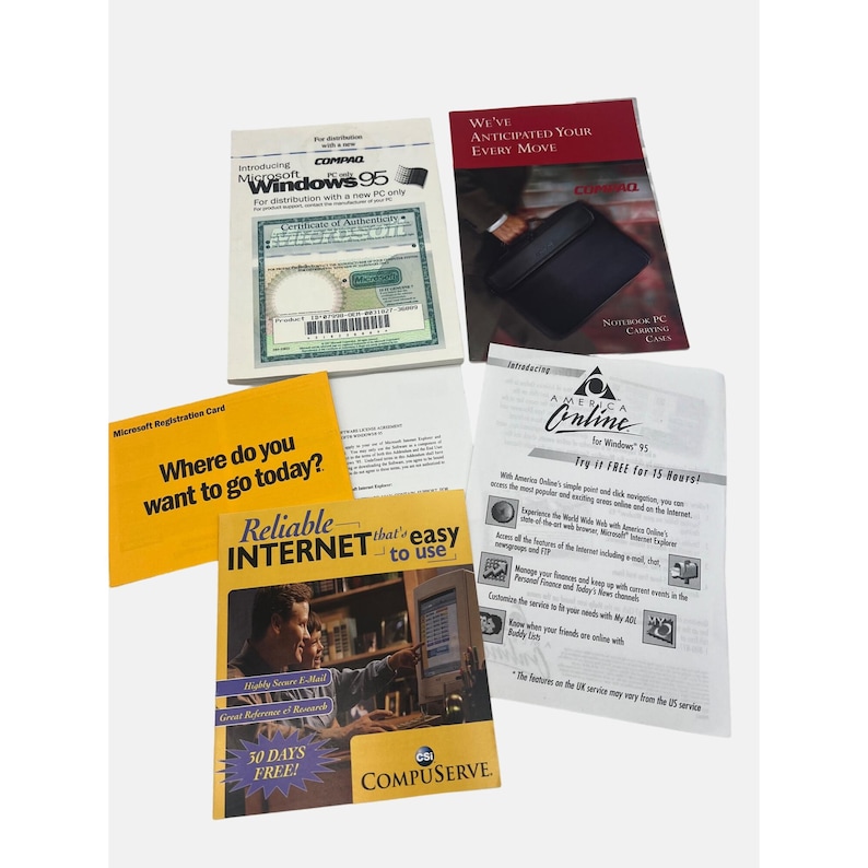 Vintage Windows 95 Documentation Bundle With AOL & Compuserve Promo ...
