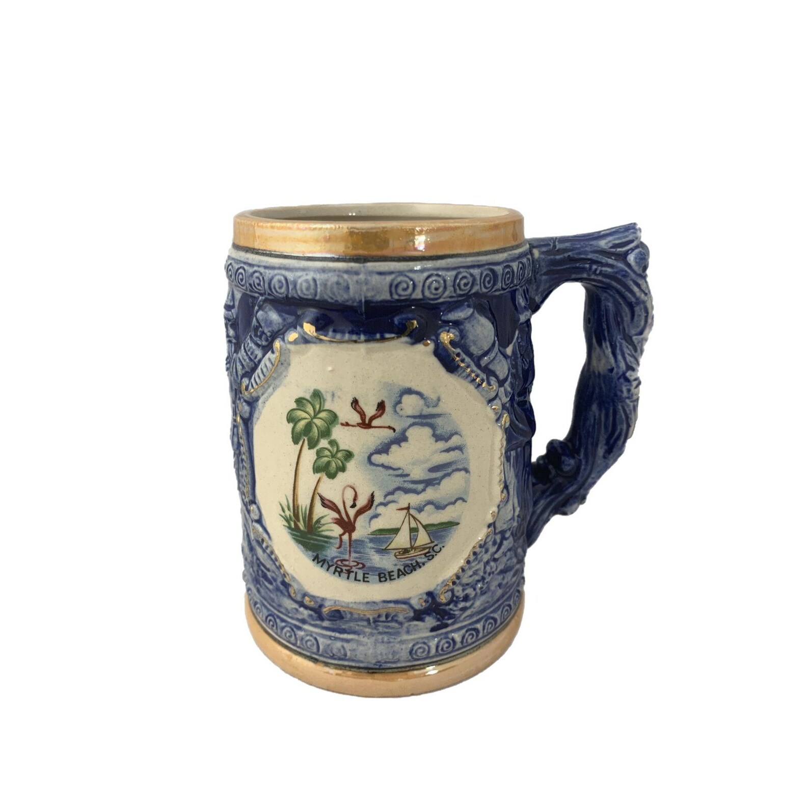 Vintage Myrtle Beach SC Souvenir Mug / Stein Ceramic Blue