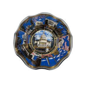 Washington D.C. Souvenir Decorative Fluted Glass Trinket Dish Iconic Landmarks