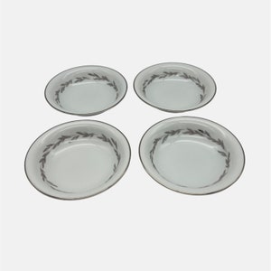 Vintage Noritake Graywood 4 Ciotole per frutta/dessert Finiture in platino 6041 Giappone 5,5&quot;