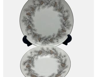 Vintage Sango Fine China Sierra Pines Salad Plate & Fruit Bowl Japan 6608