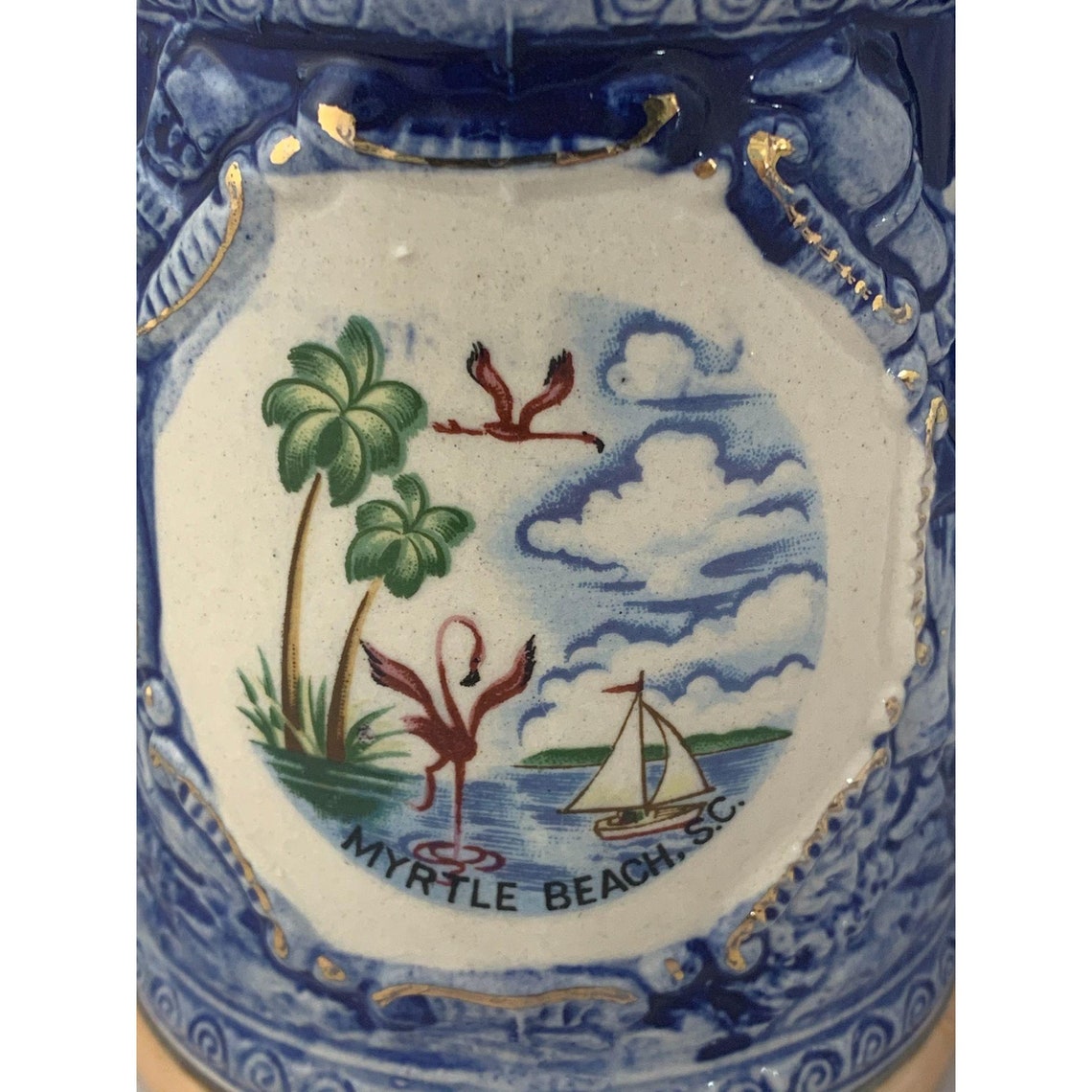 Vintage Myrtle Beach SC Souvenir Mug / Stein Ceramic Blue