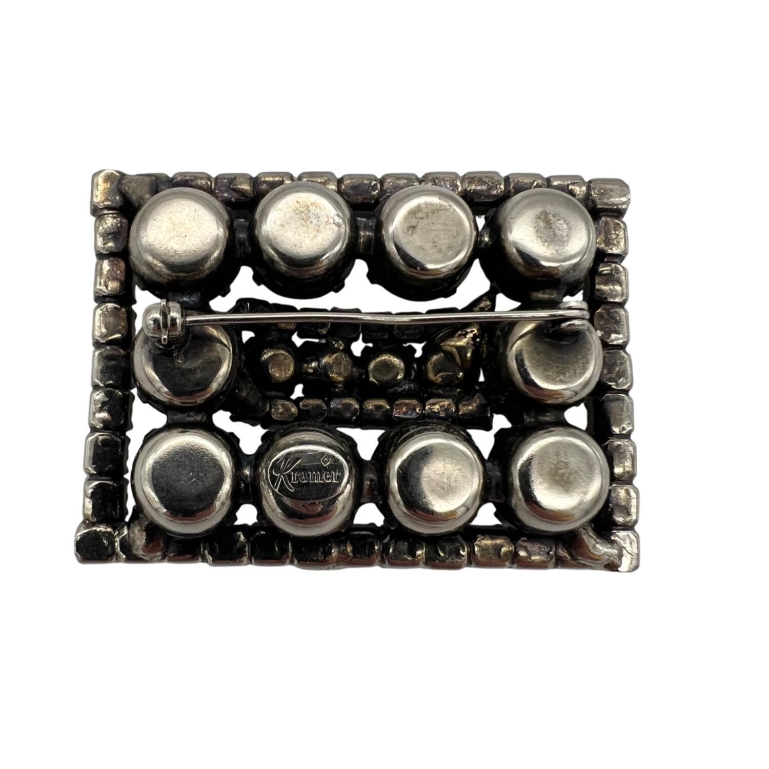 ヴィンテージ クレイマー ラインストーン フローラル ブローチ 2.25