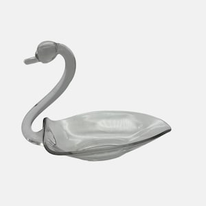 Vintage Clear Glass Swan Trinket Dish / Bowl 8.5&quot; x 6.25&quot;