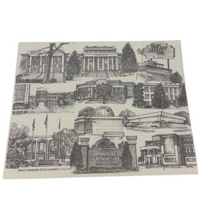 Joan Deaver MTSU Campus Print Signed Numbered 180/1000 C-USA 14x11 Art Sketch