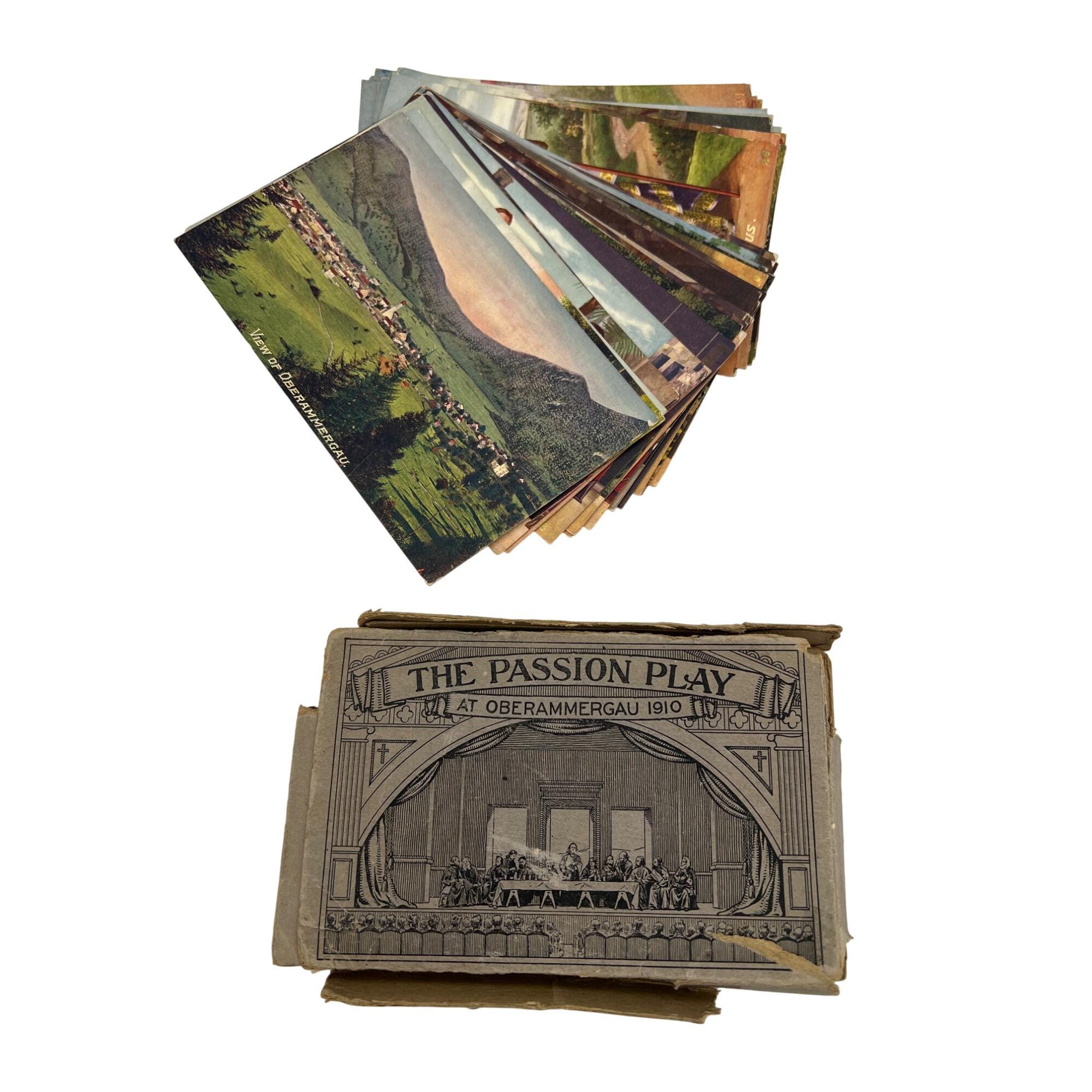 1910 Oberammergau Passion Play 49/50 Antique Postcard Set w/ Box