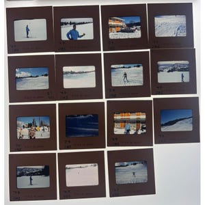 Diapositivas Kodachrome de estación de esquí de 1962 con escenas invernales de una familia afroamericana
