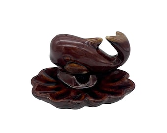 Vintage Wal Keramik Aschenbecher / Trinket Dish Brown Dripware Figural Keramik