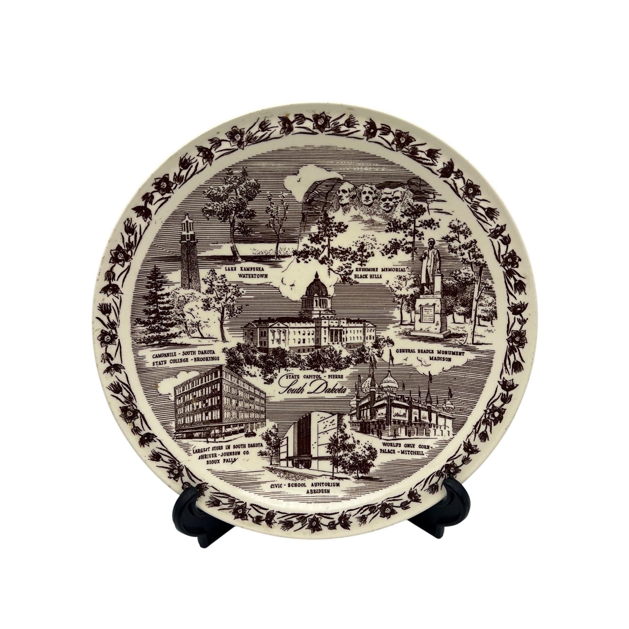 ハワイ ホノルル ビンテージ お皿 Menehune Kiln 5枚 Vintage Vernon Kilns South Dakota Commemorative Plate 10.5